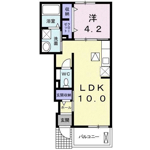 サンセール瑞穂(1LDK/1階)の間取り写真