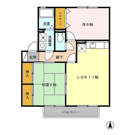 セジュールJIN(2LDK/2階)の間取り写真