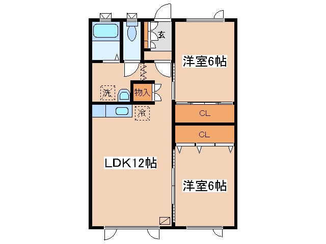 エスポワール(2LDK/2階)の間取り写真