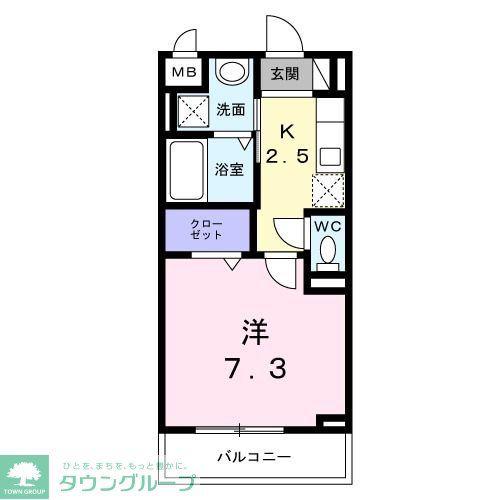 プリムヴェールV(1K/2階)の間取り写真