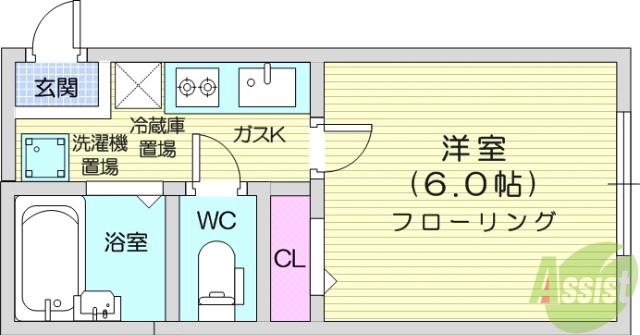 ホワイト・ハウス(1K/1階)の間取り写真