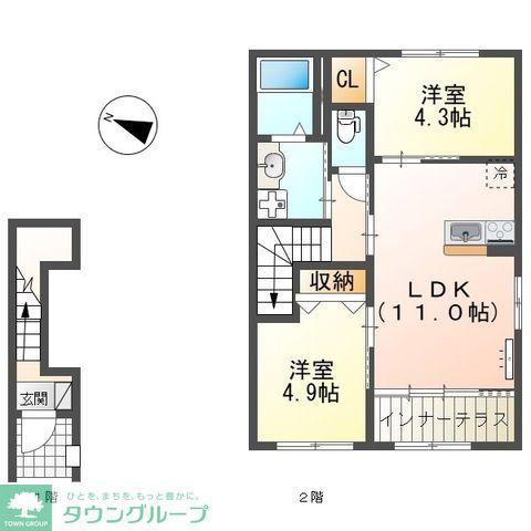 ブラン メゾンIII(2LDK/2階)の間取り写真