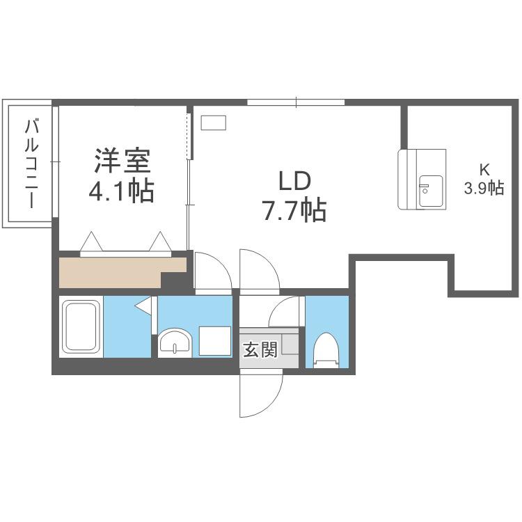 ライトベル北20条(1LDK/2階)の間取り写真