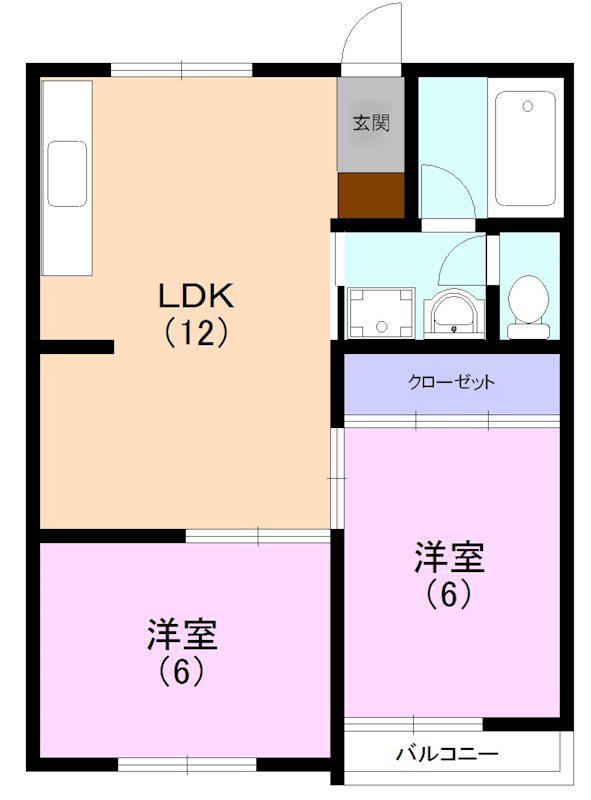 マンションペガサス(2LDK/3階)の間取り写真