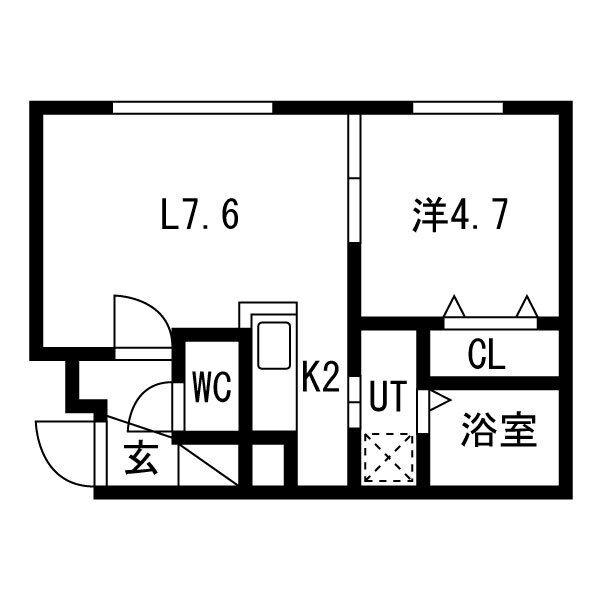 GRAN MOON(1LDK/2階)の間取り写真