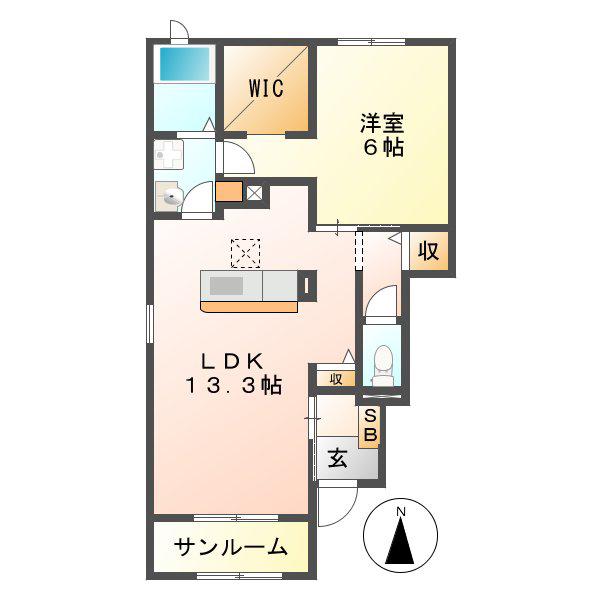ブライト・ヒルズ A棟(1LDK/1階)の間取り写真