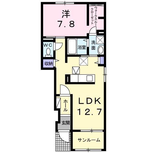 アステルコート(1LDK/1階)の間取り写真