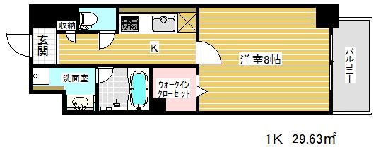 ウエストヒルズ大倉山(1K/8階)の間取り写真