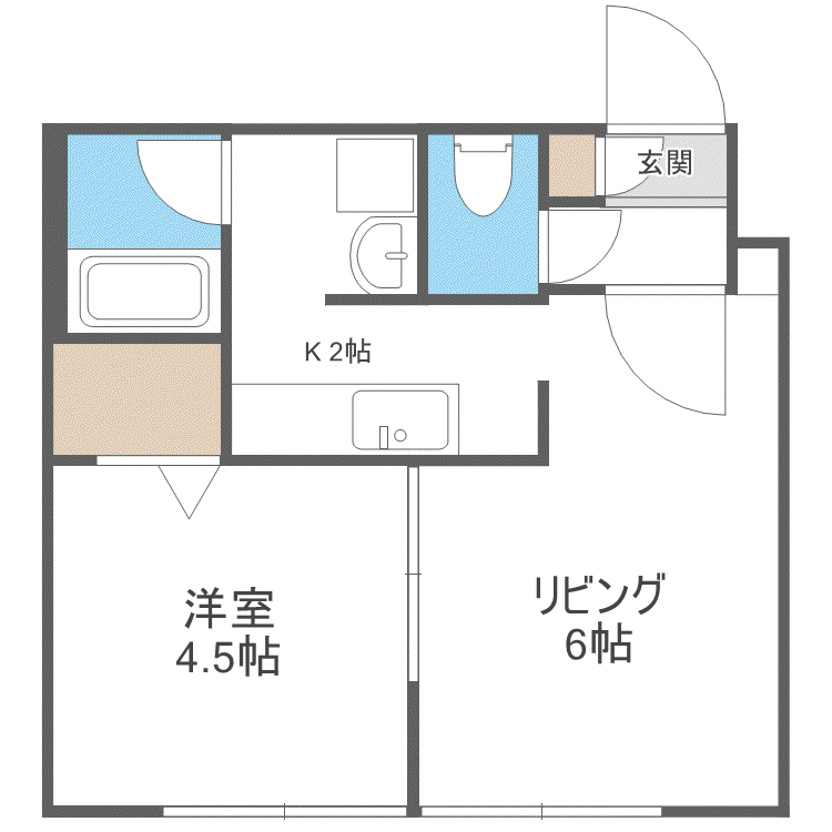 メビウス(1LDK/4階)の間取り写真