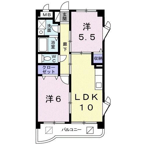 スターメゾン古国府(2LDK/3階)の間取り写真