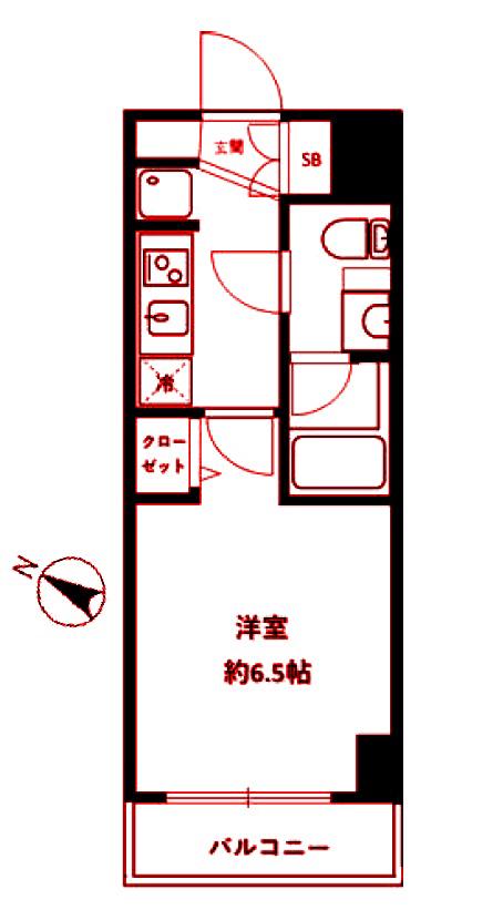 SQUARE CITY YOKOHAMA TSURUMI(1K/2階)の間取り写真