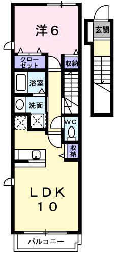 リヴァーインノマ(1LDK/2階)の間取り写真