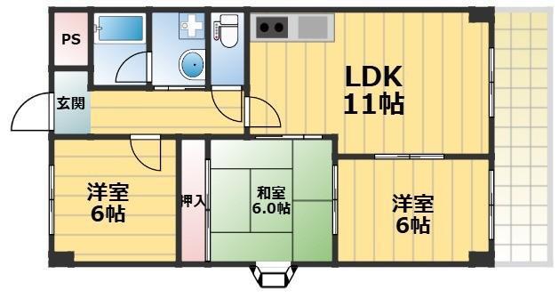 カサセラミカ(3LDK/1階)の間取り写真
