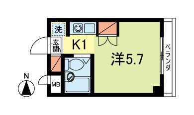 KMアパートメント(1K/1階)の間取り写真