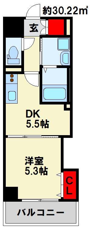 THE SQUARE・CENTRAL RESIDENCE(1DK/7階)の間取り写真