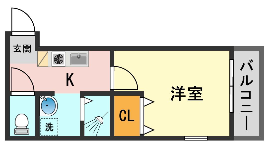 ラウナーレ(ワンルーム/2階)の間取り写真
