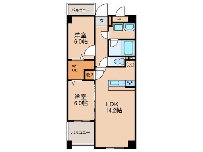 CASA DI STELLA(2LDK/5階)の間取り写真