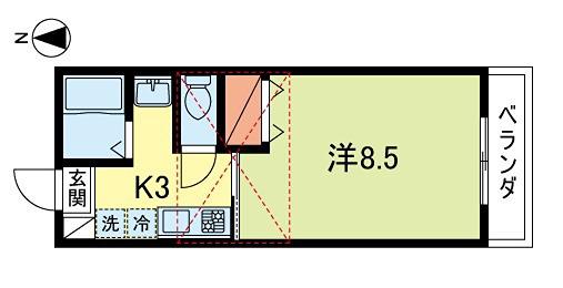 ピュア新高円寺(1K/2階)の間取り写真