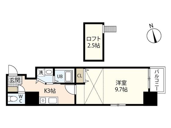 グラビスコート紙屋町(1K/10階)の間取り写真