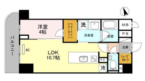 プレミアム菱屋西(1LDK/5階)の間取り写真