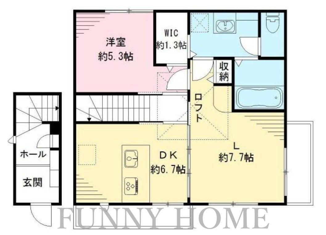 ラシーネ上用賀(1LDK/2階)の間取り写真