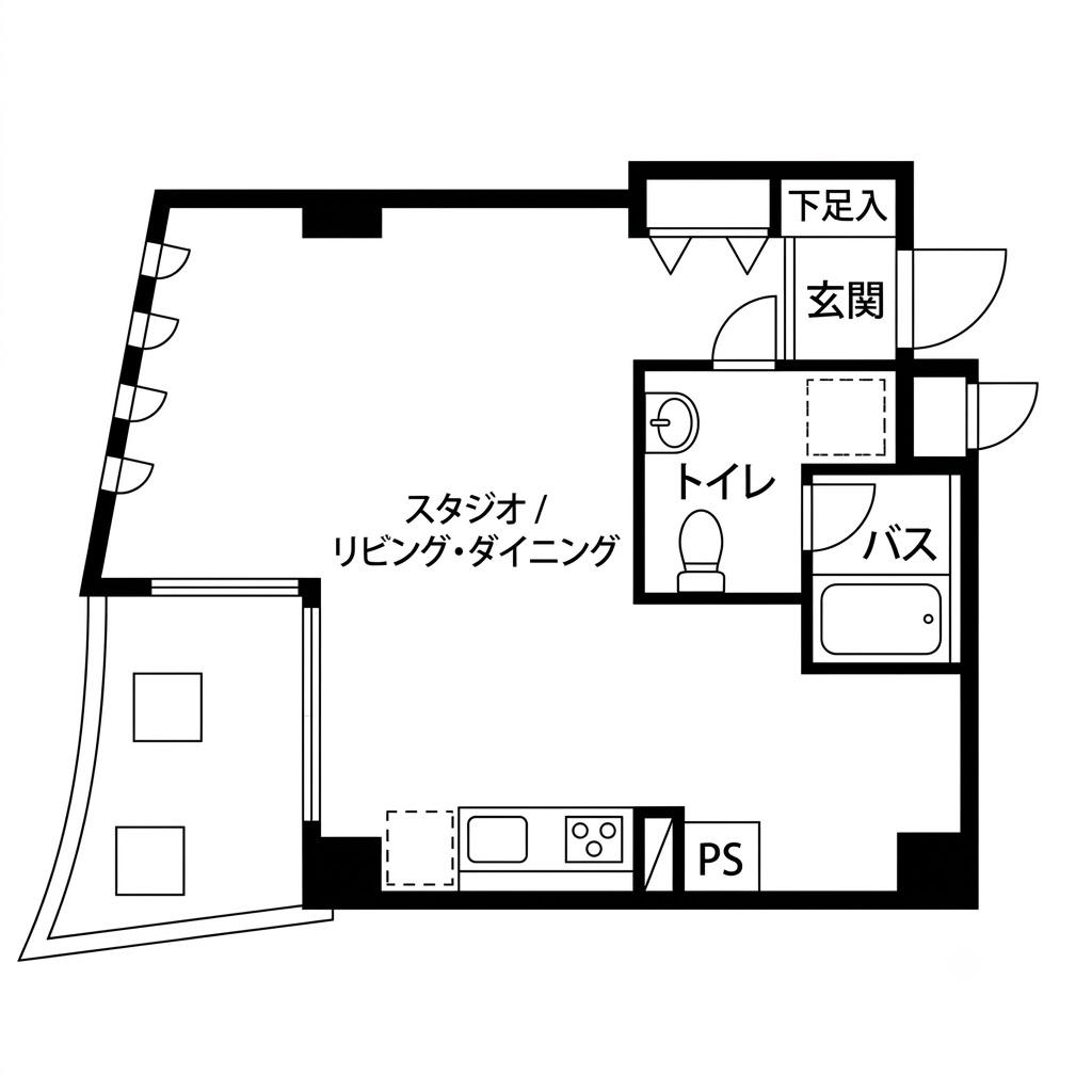 ウェーブイン中津(1LDK/3階)の間取り写真
