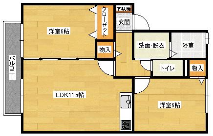 エンブレム伴A棟(2LDK/1階)の間取り写真