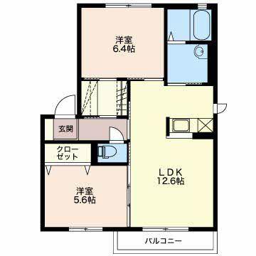 グリーンヒルズ(2LDK/1階)の間取り写真