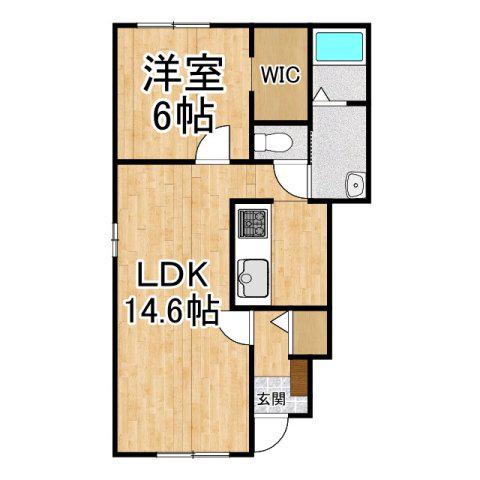 クレイトンアベニュー鳥取II(1LDK/1階)の間取り写真