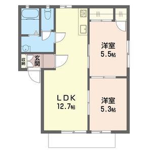 サミー タウン F(2LDK/1階)の間取り写真