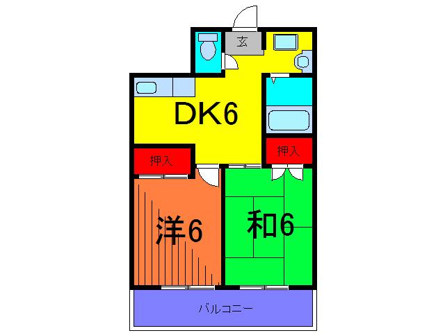 泉コープ(2DK/5階)の間取り写真