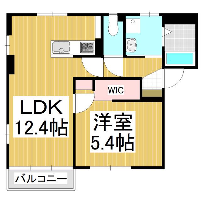 ディアスクレールC棟(1LDK/1階)の間取り写真