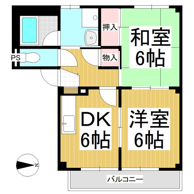サープラスTWOリュミエール(2DK/2階)の間取り写真