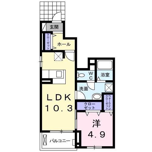 コンセルヴェ清水(1LDK/1階)の間取り写真