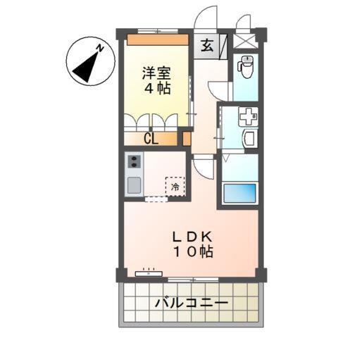 ソレイユ松香台(1LDK/2階)の間取り写真
