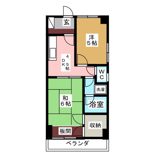 加賀見コート(2DK/7階)の間取り写真