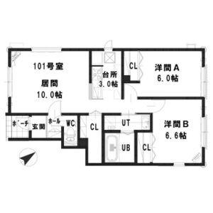 CASA DUETTO豊平(2LDK/1階)の間取り写真