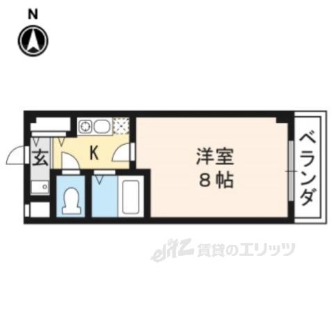 ブランベージュ桂(1K/2階)の間取り写真