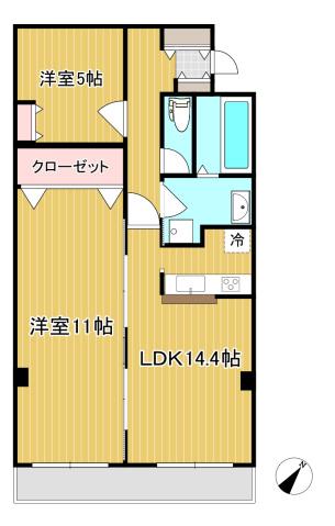 ARCH北浦和(2LDK/1階)の間取り写真