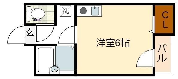 ナニワIII番館(ワンルーム/4階)の間取り写真