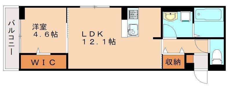 ルーブル下富野(1LDK/1階)の間取り写真