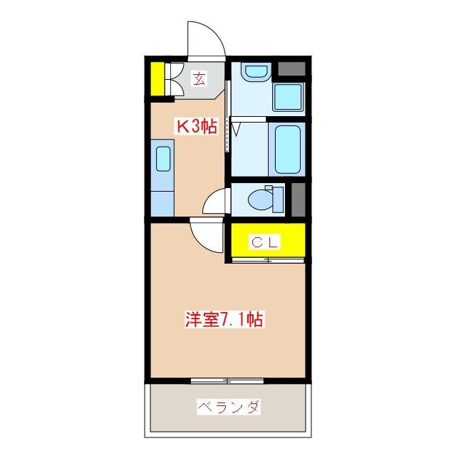 イーストベースII(1K/1階)の間取り写真