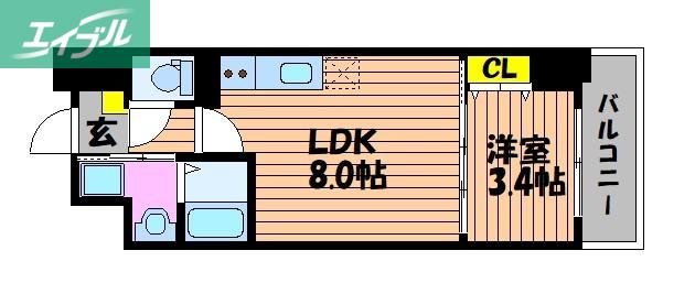 サーパスフォーシア大供(1LDK/4階)の間取り写真