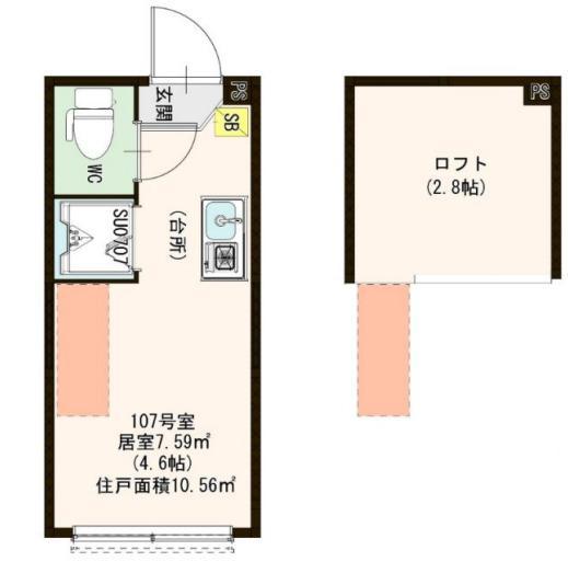 ハーモニーテラス南砂町(ワンルーム/1階)の間取り写真