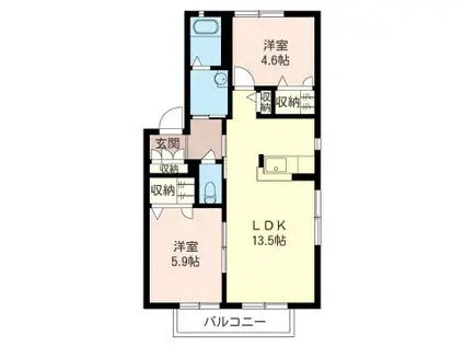 ハピネス・セド(2LDK/1階)の間取り写真