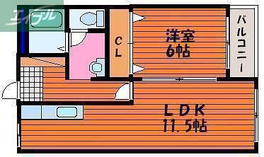 アーバンハウス大供(1LDK/3階)の間取り写真