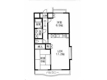 ヒルサイドカワノ(2LDK/3階)の間取り写真