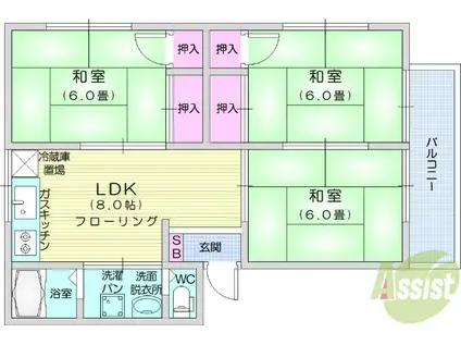 ケヤキハイツ2(3LDK/2階)の間取り写真