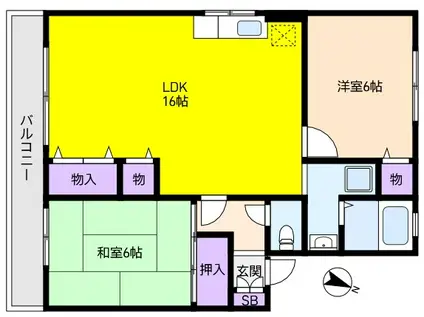プレステ-ジ芦屋(2LDK/2階)の間取り写真