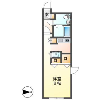 BRANCHE千種公園(ワンルーム/4階)の間取り写真